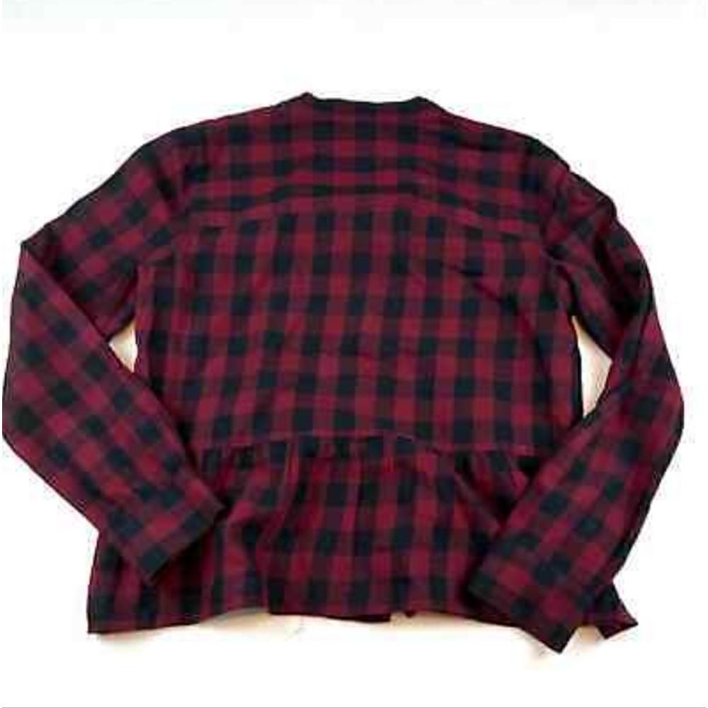 Madewell Peplum Checked Cotton Linen Button Down Shirt - Picture 10 of 13